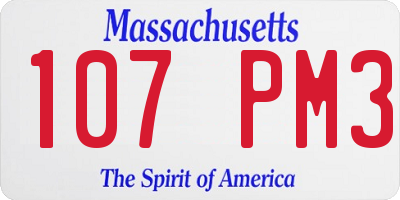 MA license plate 107PM3