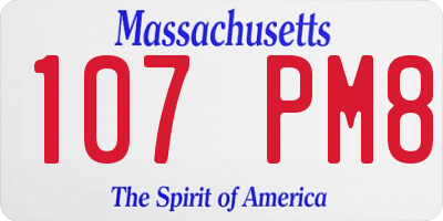 MA license plate 107PM8