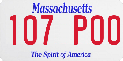 MA license plate 107PO0