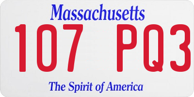 MA license plate 107PQ3