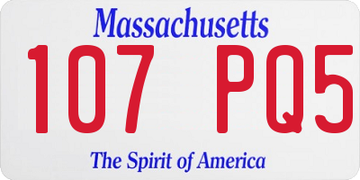 MA license plate 107PQ5