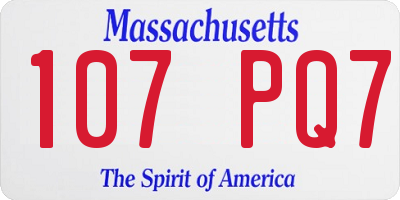 MA license plate 107PQ7