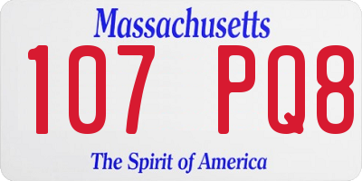MA license plate 107PQ8