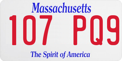 MA license plate 107PQ9
