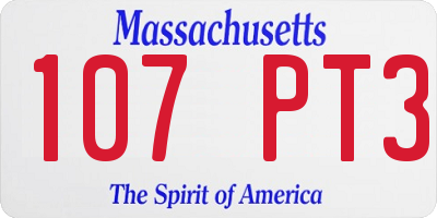 MA license plate 107PT3