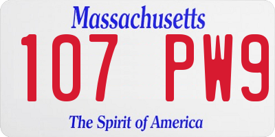 MA license plate 107PW9