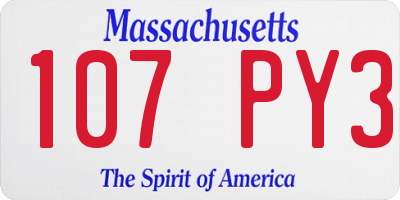 MA license plate 107PY3