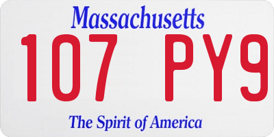 MA license plate 107PY9
