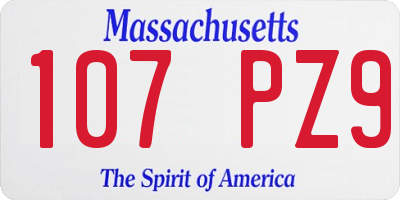 MA license plate 107PZ9