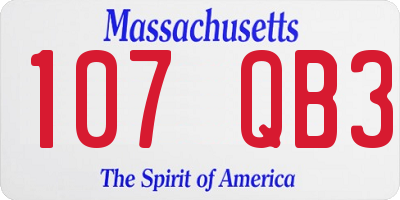 MA license plate 107QB3