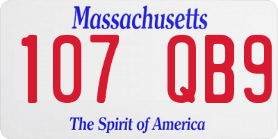 MA license plate 107QB9