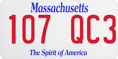 MA license plate 107QC3