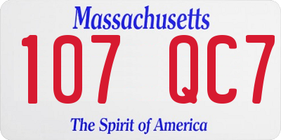 MA license plate 107QC7