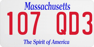 MA license plate 107QD3