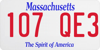 MA license plate 107QE3