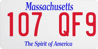 MA license plate 107QF9