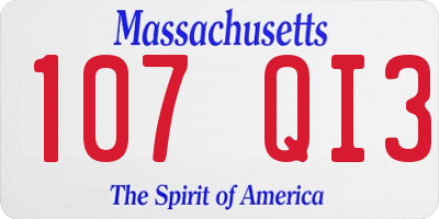 MA license plate 107QI3