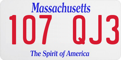 MA license plate 107QJ3