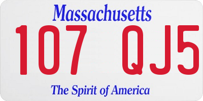 MA license plate 107QJ5