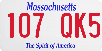 MA license plate 107QK5