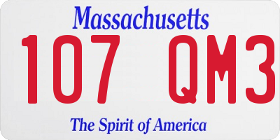 MA license plate 107QM3