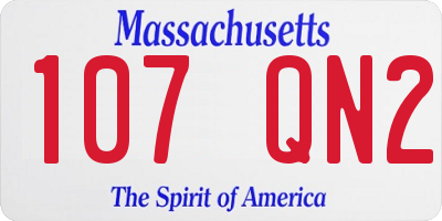 MA license plate 107QN2
