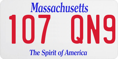MA license plate 107QN9