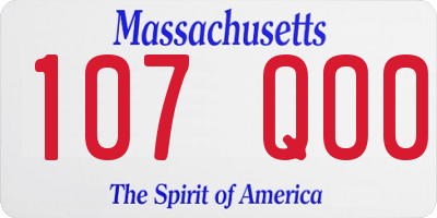 MA license plate 107QO0