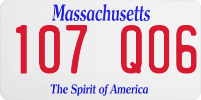 MA license plate 107QO6
