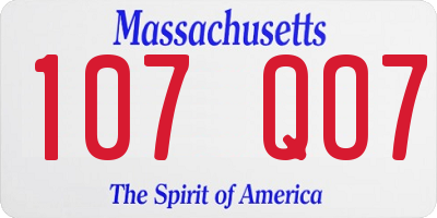 MA license plate 107QO7