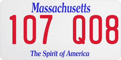MA license plate 107QO8