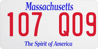 MA license plate 107QO9