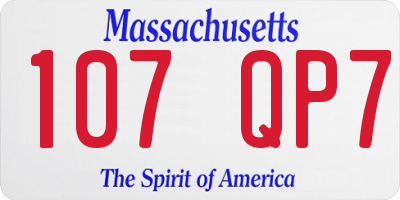MA license plate 107QP7