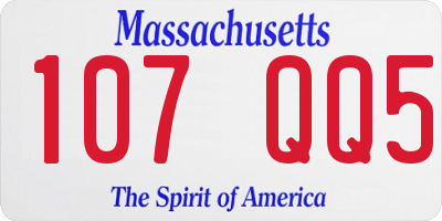 MA license plate 107QQ5