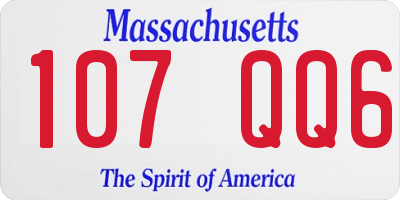 MA license plate 107QQ6