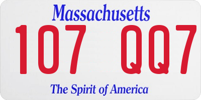 MA license plate 107QQ7