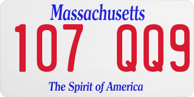 MA license plate 107QQ9