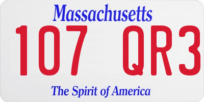 MA license plate 107QR3