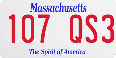 MA license plate 107QS3