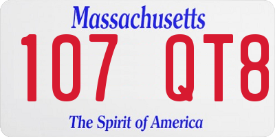 MA license plate 107QT8