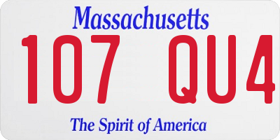 MA license plate 107QU4