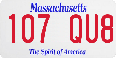 MA license plate 107QU8