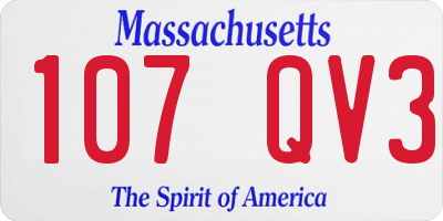 MA license plate 107QV3
