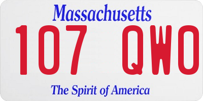 MA license plate 107QW0