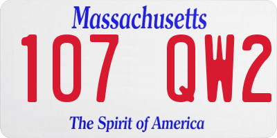 MA license plate 107QW2