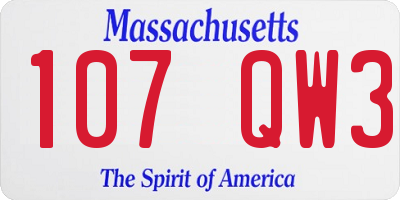 MA license plate 107QW3