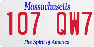 MA license plate 107QW7