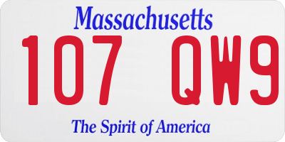 MA license plate 107QW9