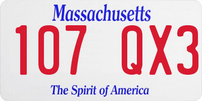 MA license plate 107QX3