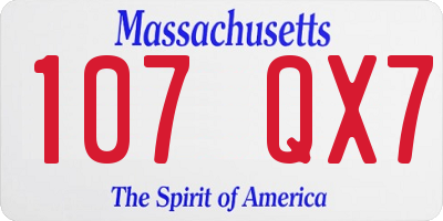 MA license plate 107QX7